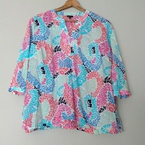 Talbots Colorful Matisse 3/4 Sleeve Flowy Top 2XP